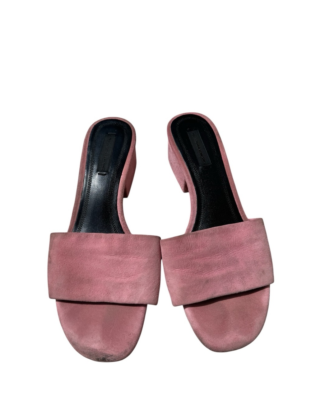 Alexander Wang Pink Suede Slide Block Heel Mules Size 37.